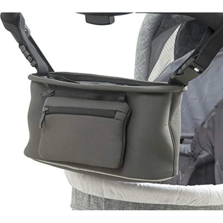 Babytrold Soft Shell Getränkehalter, Kinderwagen Zubehör mit abnehmbarer Tasche, schwarz, Platz für 2 Becher und Reißverschlusstasche – Bild 2