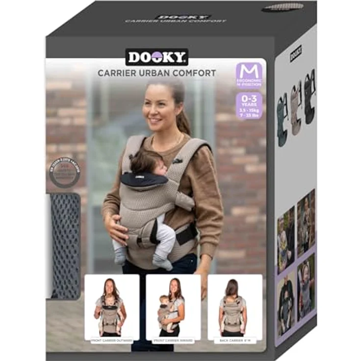 Dooky Babytrage Urban Comfort, ergonomische Trage für 3,5 bis 15 kg, faltbar, Grey Sapphire – Bild 15
