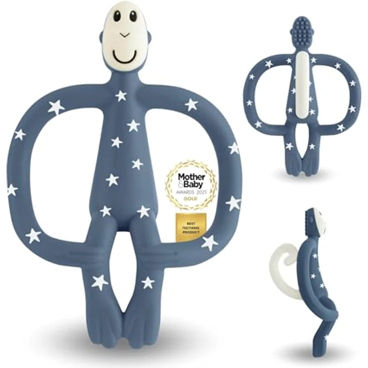 Matchstick Monkey Little Stars, Beißring mit ergonomischem Design und Massage-Noppen, für zahnende Babys ab 3 Monaten – Bild 1