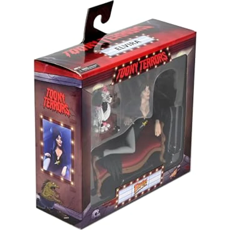 NECA Elvira, Mistress of The Dark Figurine Toony Terrors, 15 cm große Sammelfigur mit Samtcouch und Hund Gonk, offiziell lizenziert – Bild 3
