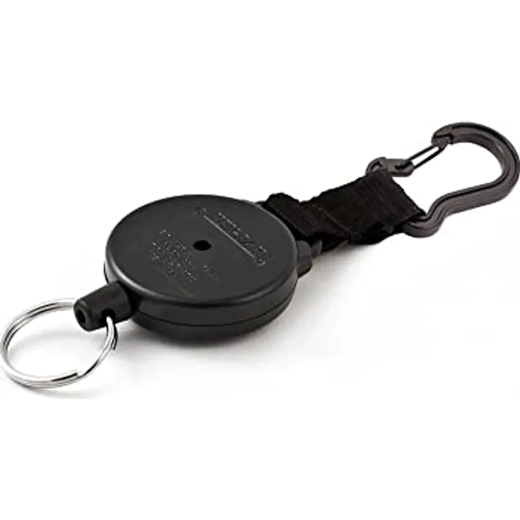 Key-Bak ausziehbarem Karabiner-Clip Schlüsselanhänger | strapazierfähige, einziehbare Schlüsselanhänger für Schlüssel Halter, schwarz