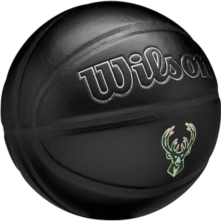 Wilson NBA Basketball Milwaukee Bucks, Lederverbundstoff mit gesticktem Mannschaftswappen, für den Innenbereich – Bild 2