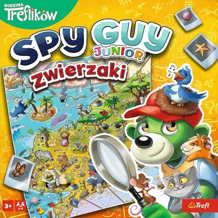 Trefl Spy Guy Junior Zwierzaki, kooperatives Brettspiel mit buntem Spielbrett und Tieratlas für Kinder – Bild 6