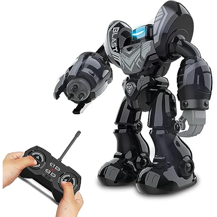 Silverlit YCOO Robo Blast, XXL ferngesteuerter Roboter in Schwarz mit Schießfunktion, Musik und Tanzmodus, programmierbar bis 20 Aktionen – Bild 1