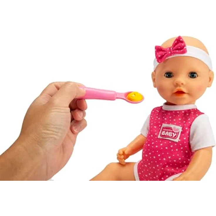 SIMBA Babypuppe New Born Baby Hungry, 38 cm interaktive Puppe mit 5-tlg. Zubehör und realistischen Spielgeräuschen – Bild 4