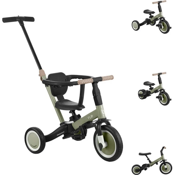 Kikkaboo Dreirad Flip 5 in 1, Stahlrahmen, rutschfeste Griffe, verstellbar