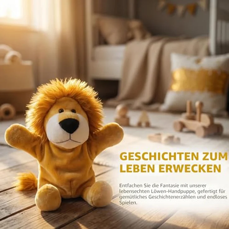 LOMTRATS Handpuppen für Kinder, Tierfamilienset mit Wolf, Tiger, Löwe und Affe, 30 cm, ideal für Geschichtenerzählen und Vorschule – Bild 4
