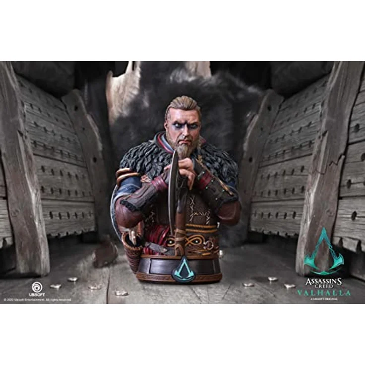 GED Busto Assassin's Creed Valhalla Eivor, 32cm handbemalte Sammelfigur mit Axt und Raven Clan-Schild – Bild 6