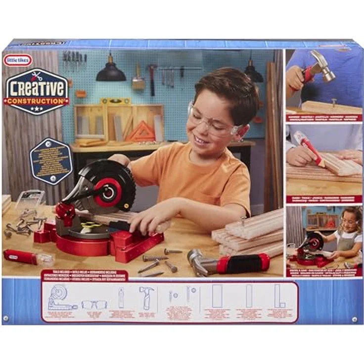 Little Tikes® Kinder-Säge Creative Construction - Kappsäge mit realistischen Werkzeugelementen, inklusive Schutzbrille und abwischbarem Marker – Bild 9