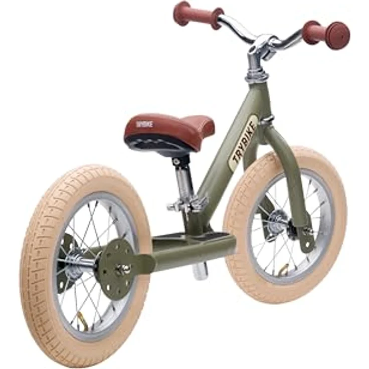 Trybike 2 Wheels Steel, Zweirädriges Balance-Bike im Vintage Green für Kinder, verstellbarer Sitz (30-45 cm), 9.65" Räder – Bild 3