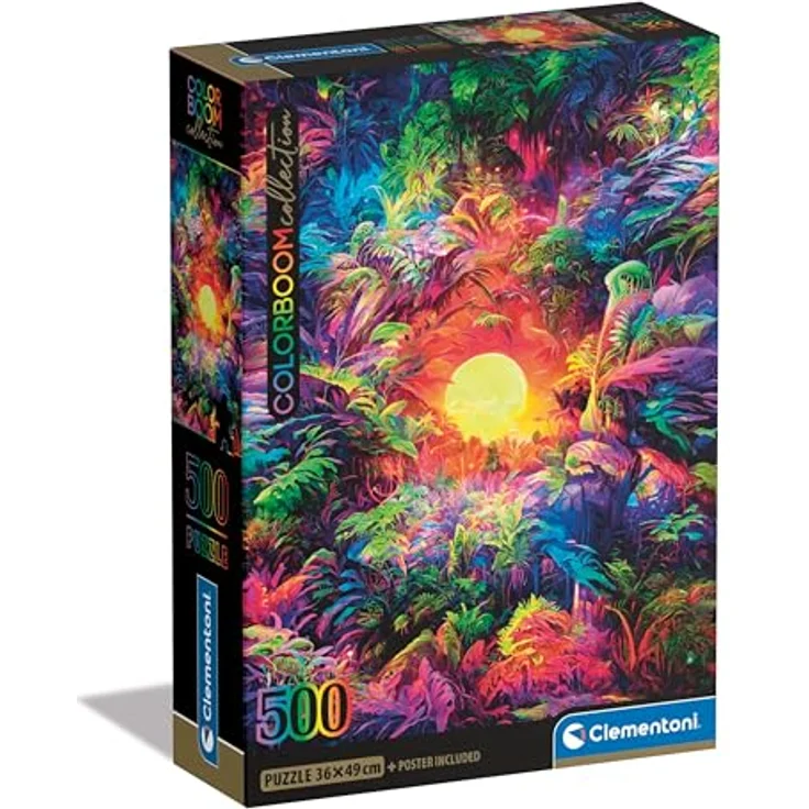 Clementoni 500 EL Compact Psychedelic Jungle Sunrise, 500-teiliges Puzzle mit detailliertem Motiv und nachhaltiger Verpackung – Bild 1