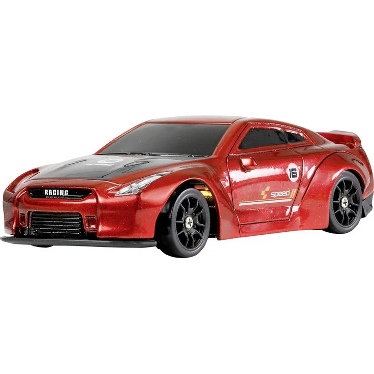 Amewi Drift Sport GTR, RC Modellauto 1:43 Elektro Sportwagen mit Allradantrieb (4WD), rot, 2,4GHz, Gyro-Stabilisierung, LED-Beleuchtung, bis zu 15 km/h – Bild 1