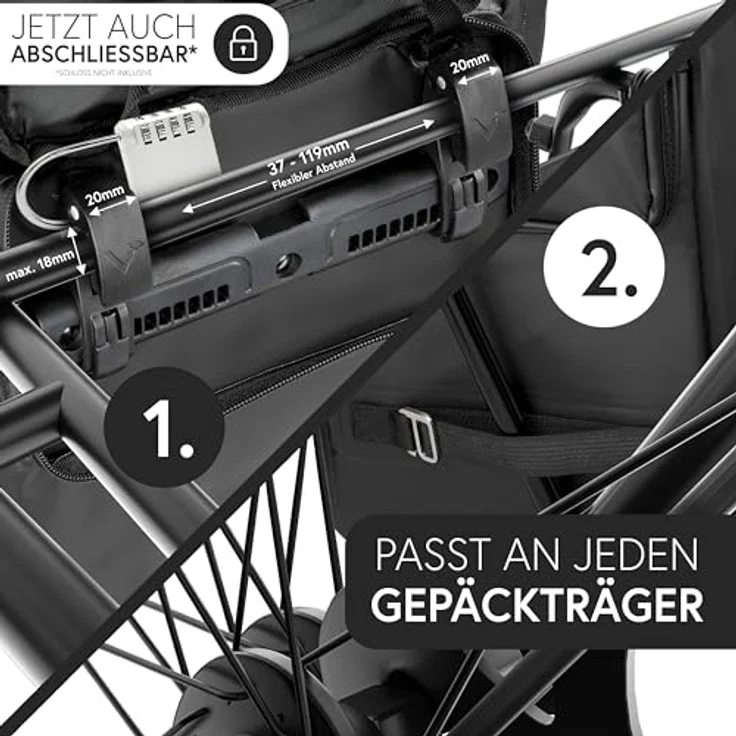 Valkental - 3in1 Fahrradtasche - NEUAUFLAGE 2024 - Geeignet als Gepäckträgertasche, Rucksack und Umhängetasche - Wasserdicht & Reflektierend - 23L - Schwarz – Bild 4