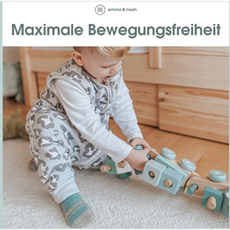 emma & noah Baby Schlafsack mit Füßen 2.5 TOG, Strampelsack für den Herbst und Winter, Bio-Baumwolle, OEKO-TEX Zertifiziert, Kuscheliger Schlafsack für Neugeborere (Floral Sand, 110 cm) – Bild 4