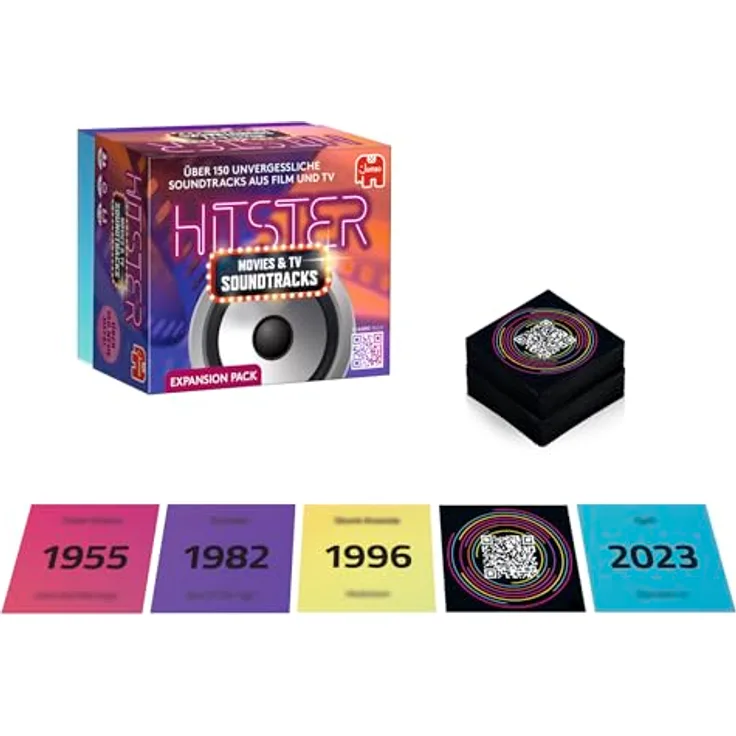 Jumbo Hitster, Film- & Serien-Soundtracks, Deutsche Erweiterung, 154 Musikkarten, Party- & Kartenspiel für Erwachsene und Familien, 2 bis 10 Spieler, ab 16 Jahren