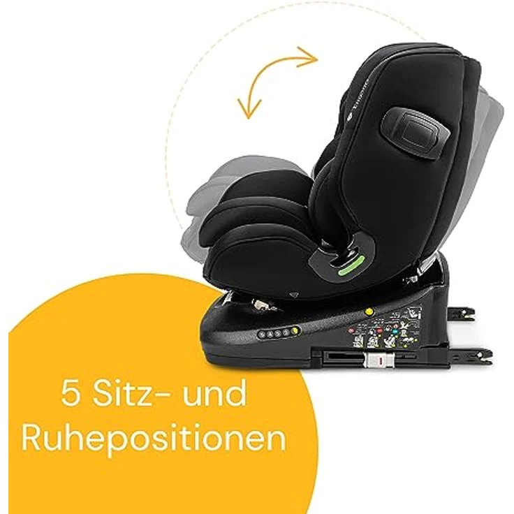 Osann Autokindersitz Eno360 i-Size, 360° drehbarer Reboarder Kindersitz Isofix, ab Geburt bis 12 Jahre, Baby Autositz, schwarz – Bild 8