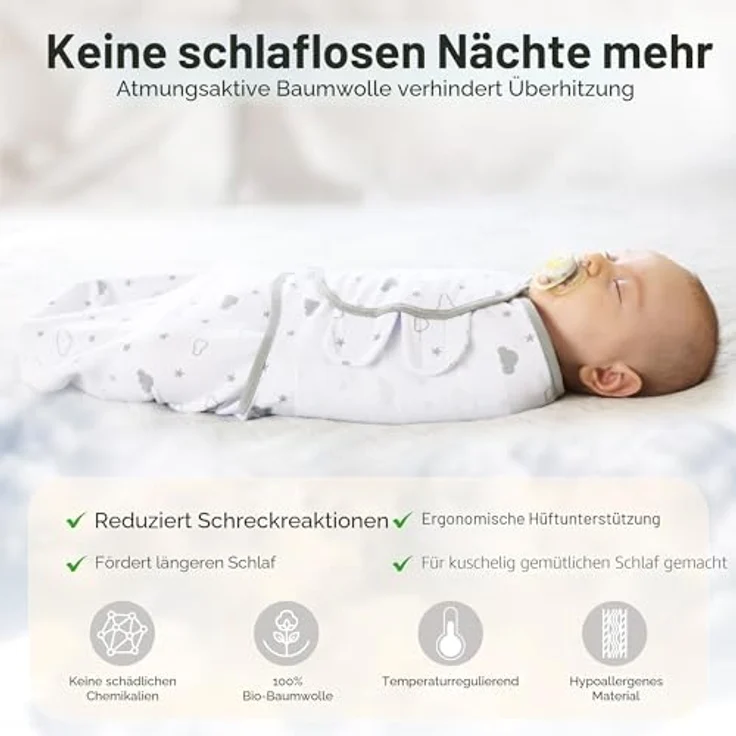 Mama Cheetah Baby Swaddle Blanket mit Zipper, Hüftgesundheit, 100% Bio-Baumwolle, 3-6 Monate, 3er Pack für Jungen & Mädchen – Bild 5