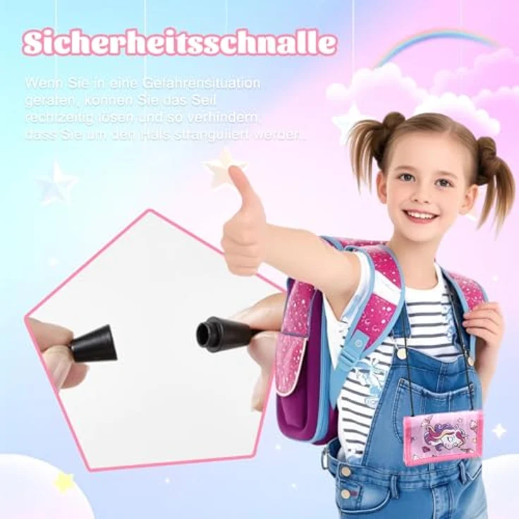 GADITIEK Brustbeutel Einhorn, Kinder Geldbeutel mit Schlüsselanhänger, multifunktionales Portemonnaie für Mädchen in Pastellfarben, 12x8cm, ideal für Geschenke – Bild 5