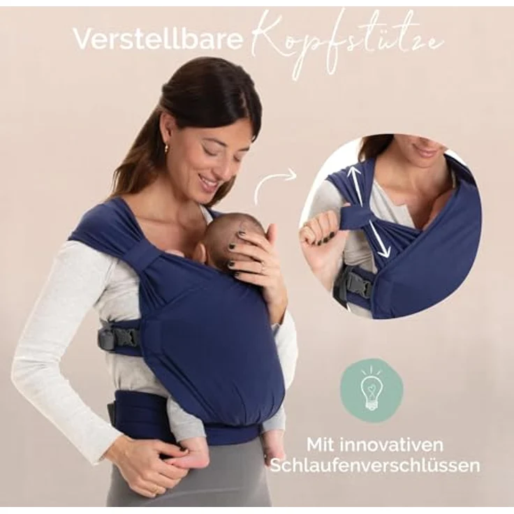 Boba Bliss 2-in-1 Babytragetuch & Babytrage, hüftfreundlich, ohne Binden & Knoten, weich & elastisch, für Neugeborene bis 16 kg, marineblau – Bild 5
