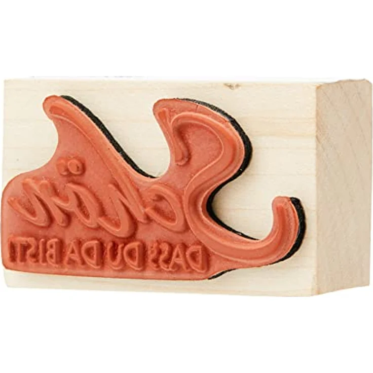 Rayher Hobby 28422000 Holzstempel: Schön dass du da bist, 3 x 5 cm, Stempel mit Schrift, Textstempel, Butterer Stempel – Bild 1