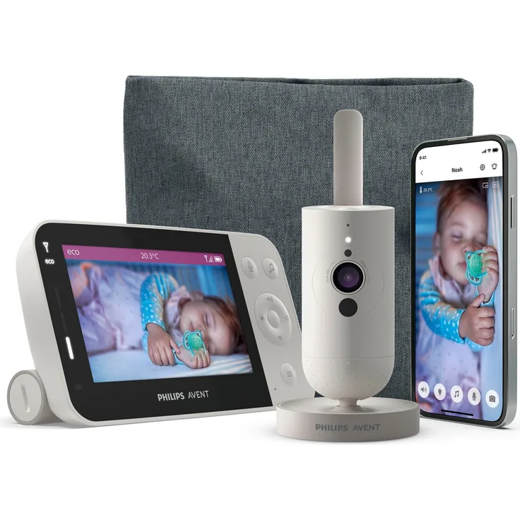 Philips AVENT Video-Babyphone Connected SCD953/26, Full-HD-Kamera, Reichweite 400 Meter, Gegensprechfunktion, 4,3 Zoll Farbdisplay, Nachtsicht und Raumthermometer