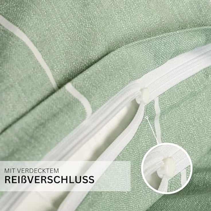 Esprit Home NEU! Premium Bettwäsche 135 x 200 cm Baumwolle 2teilig - Grün - inkl. einem Kopfkissenbezug 80x80cm - ESPRIT Renforce Bettwäsche aus 100% Baumwolle, mit sportlichen Längsstreifen und elegantem Design – Bild 3