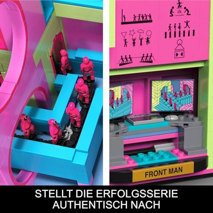 Mega Mega 0, Klemmbausteine-Set mit 1707 Teilen, nachbaubarer Szene aus Squid Game mit Frontmann-Figur und beweglichen Arbeitern – Bild 5