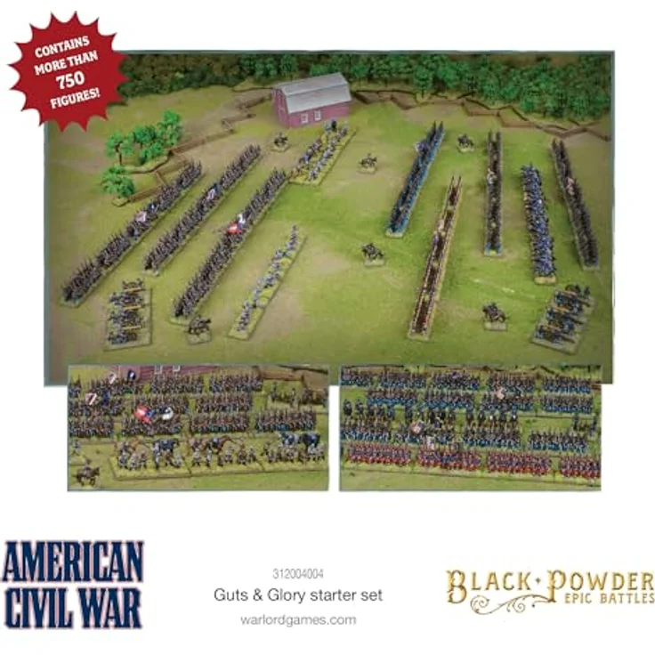 Black Powder Black Powder Epic Battles – American Civil War Starter Set – Guts & Glory, mit Plastikfiguren für 6 Infanterieregimente, Zouave und Kavallerie, inkl. Regelbuch und Zubehör – Bild 3