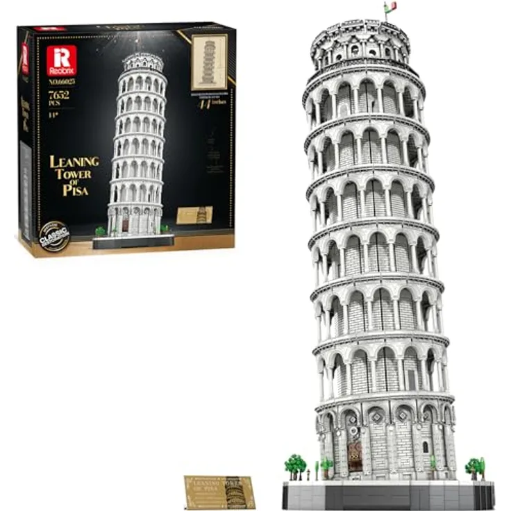 Reobrix Schiefer Turm von Pisa 66025, Architektur-Modellbausatz mit 7652 Teilen, 44,29 Zoll hoch, für Erwachsene ab 14 Jahren