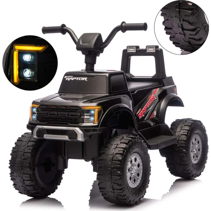 Milly Mally Ford F-150 Raptor, Elektro-Quad Kinderfahrzeug mit Fernbedienung, 2-Motoren-Antrieb, LED-Beleuchtung, Offroad-Räder