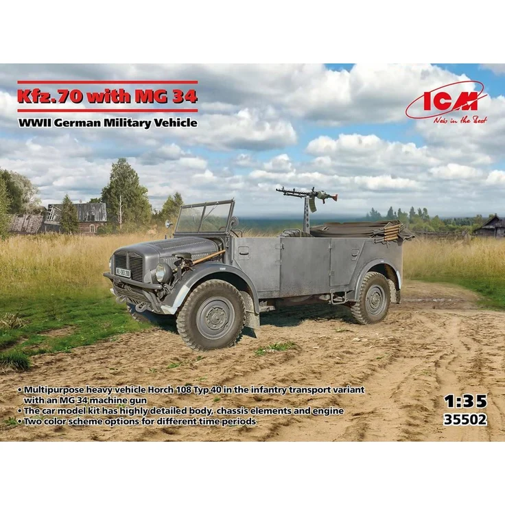 ICM Kfz.70 mit MG 34, Militärauto aus dem Zweiten Weltkrieg, multifunktionaler Infanterietransporter