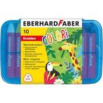 Eberhard Faber 524011 - Wachsmalkreide Colori, 10 wasserfeste Wachsmalstifte im Kunststoffetui, brillante Farben
