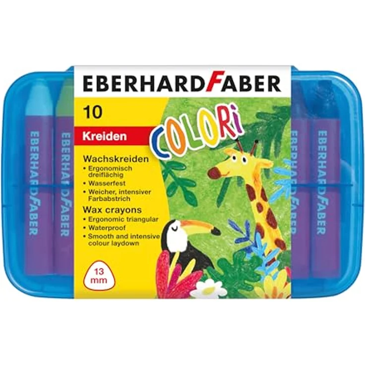 Eberhard Faber 524011 - Wachsmalkreide Colori, 10 wasserfeste Wachsmalstifte im Kunststoffetui, brillante Farben – Bild 1
