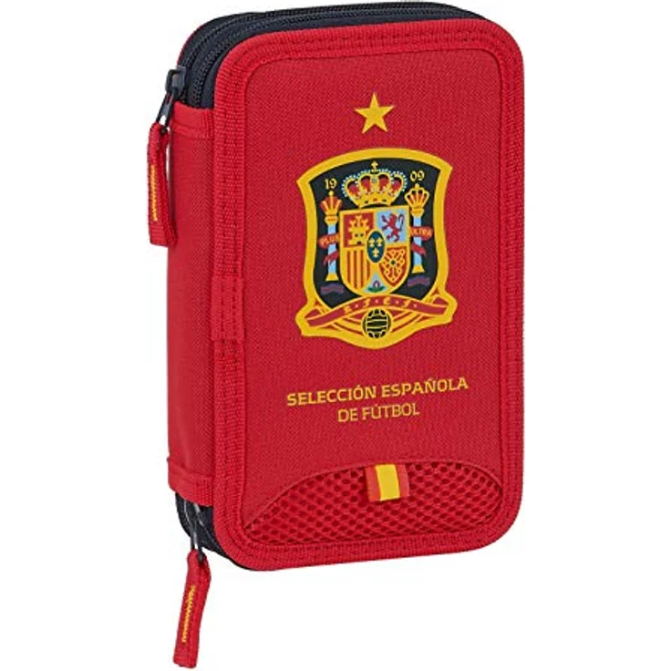 safta Schüleretui mit 28 Utensilien, inklusive spanischer Fußballnationalmannschaft, 125 x 40 x 195 mm, Rot – Bild 1