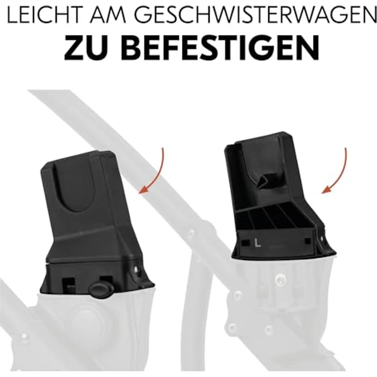 hauck Universal Adapter für Duett 2 und Duett 4 zur Befestigung von Babyschalen (Cybex, Kiddy, Joie, Kinderkraft, Maxi-Cosi), Kinderwagen Reisesystem (Schwarz) – Bild 4