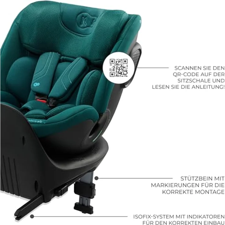 KinderKraft XRIDER 2 i-Size, Kindersitz mit Sicherheitsfeatures in grün – Bild 12