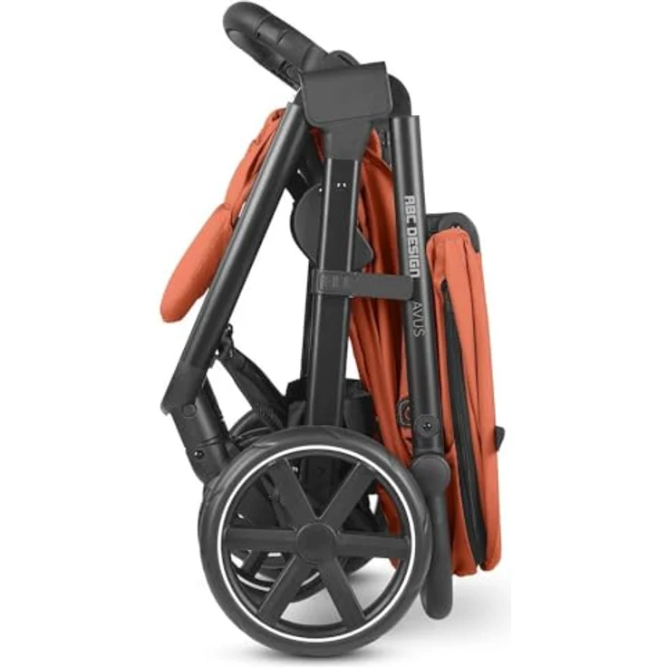 ABC Design Alltagsbuggy Avus – Handlicher und komfortabler Buggy für den Alltag mit flacher Liegeposition und kompaktem Faltmaß mit Transportsicherung – ab Geburt bis 22 kg (carrot) – Bild 5
