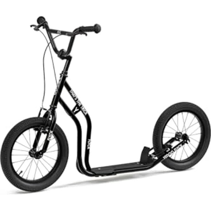 Yedoo Flyck Scooter für Kinder ab 8 Jahren, mit Luftreifen 16/16 und Ständer in Schwarz – Bild 1