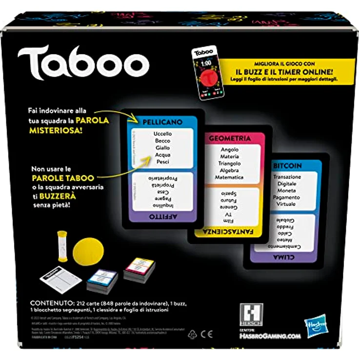 Hasbro Gaming Klassisches Tabu Spiel, Partyspiel, Wörterspiel für Erwachsene und Teenager, Ratespiel für 4 und mehr Spieler, ab 13 Jahren – Bild 3