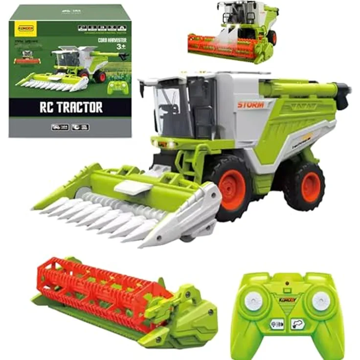 COIL RC Traktor Mähdrescher - Ferngesteuerter Traktor ab 3 Jahre, 6-Kanal Funk-Traktor mit Licht und Ton, Robuster ABS-Kunststoff, 1:24 - Ideal für Kinder ab 3 Jahren