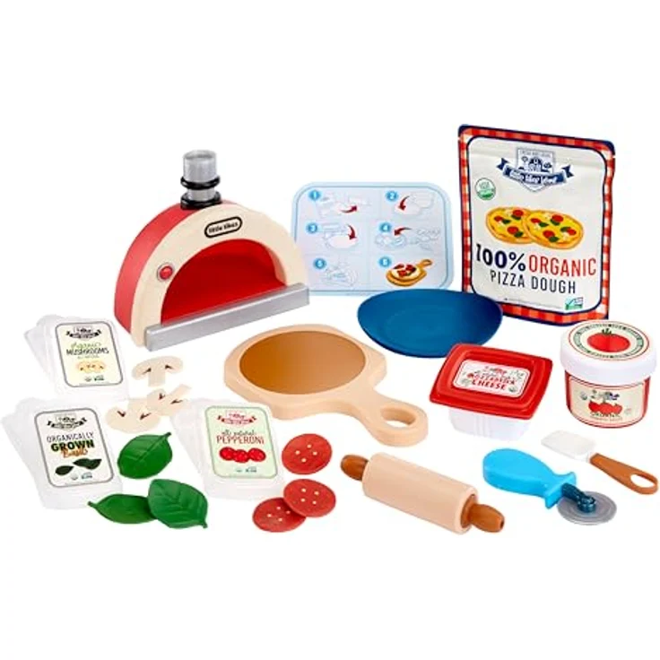Little Tikes Creative Chefs Pizza Kit, Pizzabäcker-Rollenspiel mit Make-It! Mix Spielsand, 22 Zubehörteilen und realistischem Pizzaofen für Jungen und Mädchen ab 3 Jahren – Bild 1