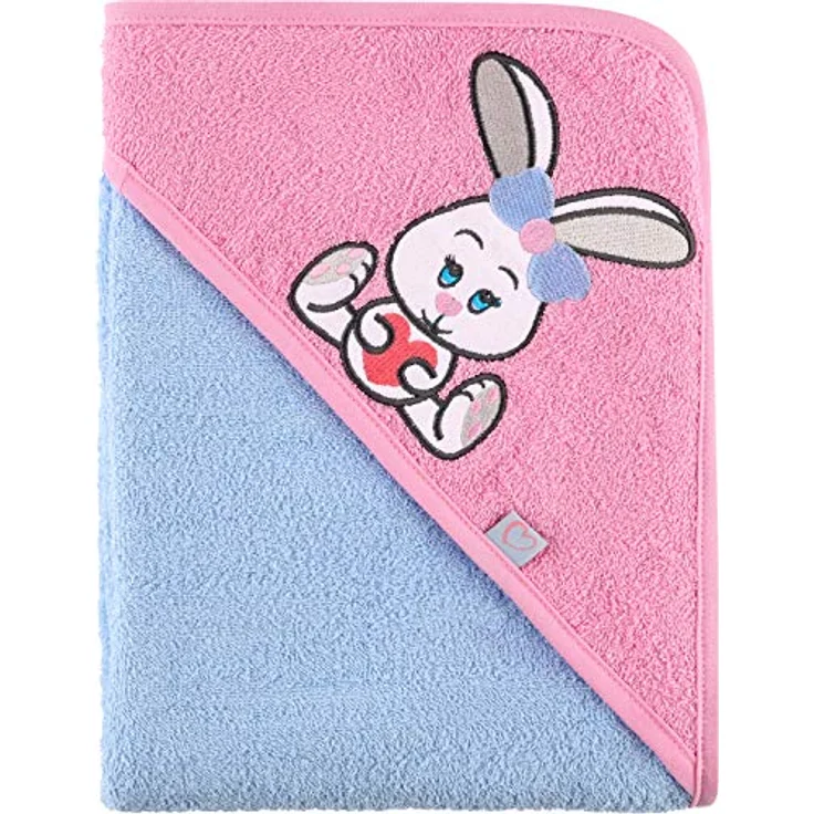 Be Mammy Kapuzenhandtuch Babyhandtuch aus Baumwolle Oeko-Tex Standard 100 100cm x 100cm BE20-240-BBL (Hellblau - Hase) – Bild 2