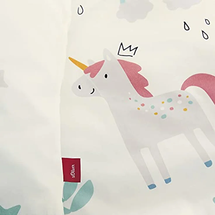 s.Oliver Kinderbettwäsche Einhorn 135x200 cm - 100% Baumwolle, praktischer Reißverschluss & maschinenwaschbar, Bettwäsche für Kinder Regenbogen 2tlg. bunt – Bild 4