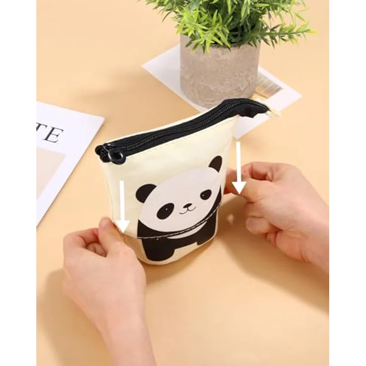 Xespis Federmäppchen Reißverschluss, Teleskopisch mit hochwertigem Canvas, niedliches Panda-Design, multifunktional als Stifthalter und Künstlertasche – Bild 5
