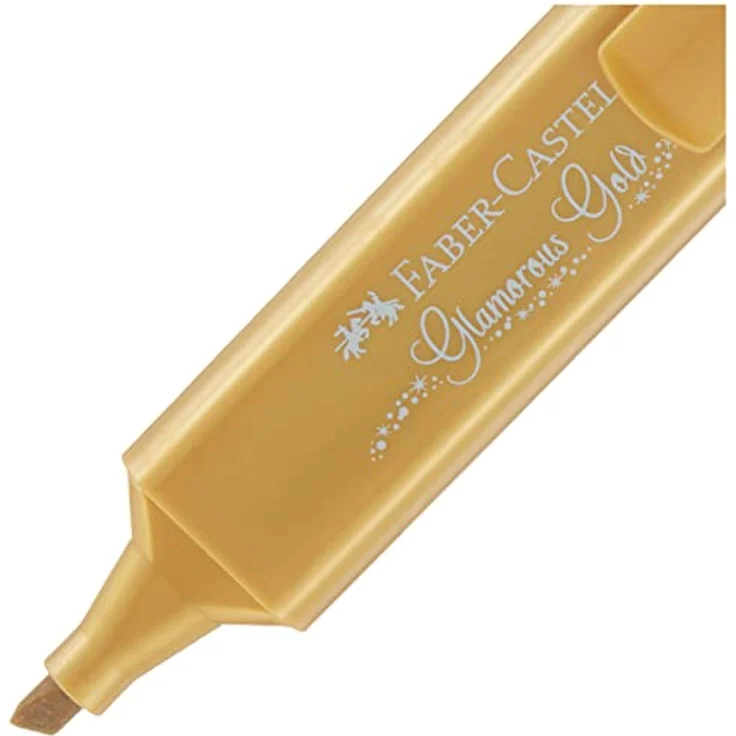 Faber-Castell TL 46 Textmarker, gold, mit schimmernden Metallic Effekten, 3 Strichstärken (1, 2 und 5 mm), wasserbasierte Tinte – Bild 3