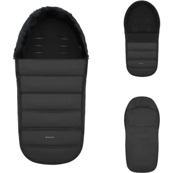 Kikka Boo Fußsack Urban, wasserdichter Fußsack für Kinderwagen mit Steppdesign und Reißverschluss, schwarz – Bild 1