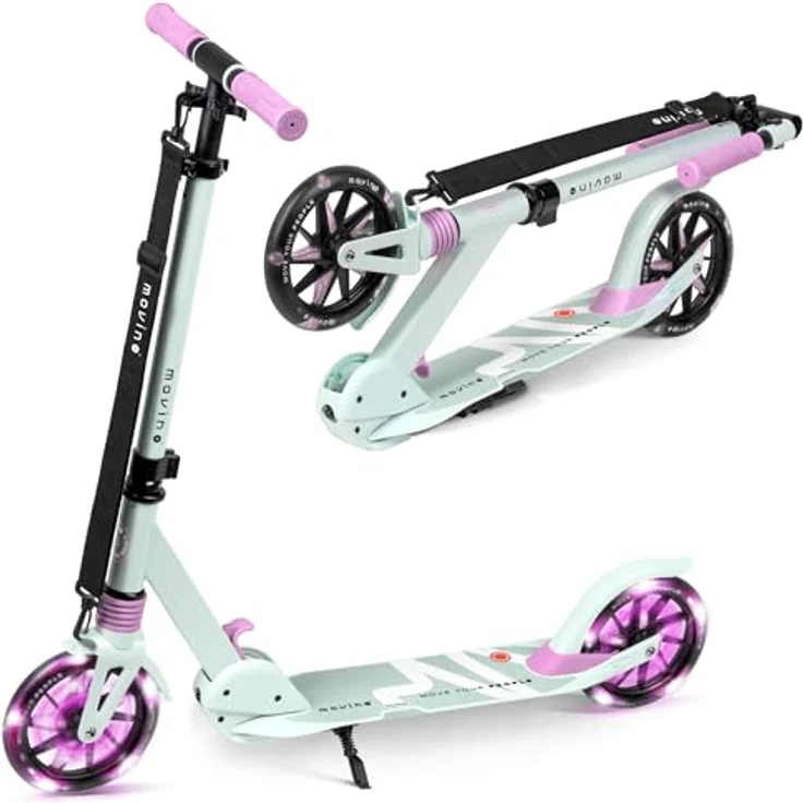 Movino Cityroller MOVINO CITY LIGHT, Scooter mit Stoßdämpfer, Batteriefreien LED-Rollen, max. 100 kg Traglast, höhenverstellbar für Körpergrößen von 135-170 cm – Bild 1