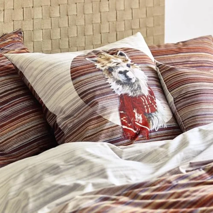 Irisette Flausch-Cotton Bettwäsche Zobel 8556 rot, Kinderbettwäsche mit weihnachtlichem Alpaka-Motiv – Bild 3