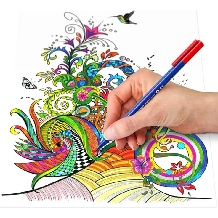 STAEDTLER Federtasche Fasermaler triplus color, gefüllt mit 20 sortierten Farben, Lederoptik, hellgraues Futter, 600D Polyester – Bild 7