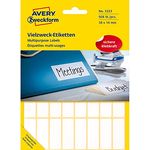 Avery Zweckform 3323 Haushaltsetiketten selbstklebend (38x14mm, 928 Aufkleber auf 29 Bogen, Vielzweck-Etiketten für Haushalt, Schule und Büro zum Beschriften und Kennzeichnen) blanko, weiß
